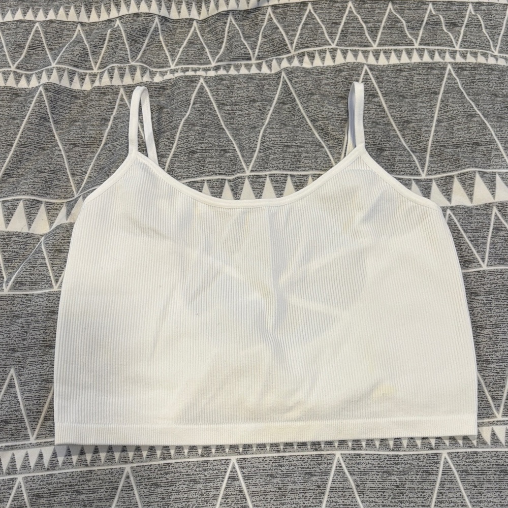 White Ribbed Crop Top